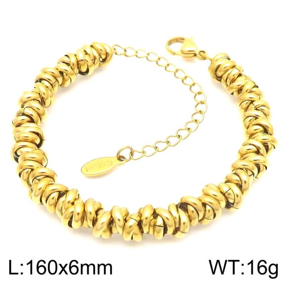 n/a Jewelry - 18K GOLD DIPPED MINI LOOP ALL IN BUNCHES EVENLY OVER BRACELET MIXED SHAPE ROUND
